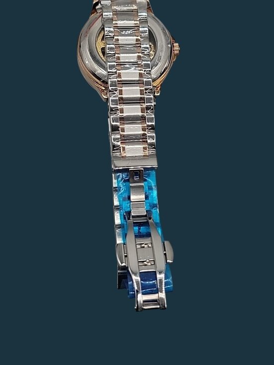 Luminous Mens Skeleton Automatic Watch 42mm T22k Gold Plated Diamond Markers main image 6